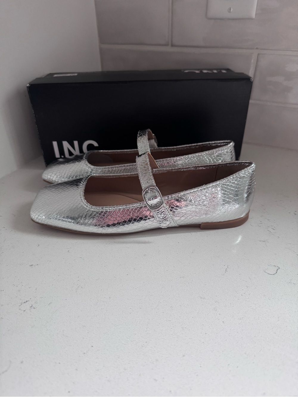 INC International Concepts Silver Women’s Mary Jane Flats